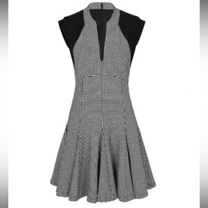 NWOT - Elegant Black and White Check Pattern Fit & Flare Dress